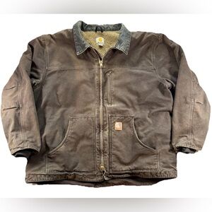 Carhartt C61 DKB Men's Sandstone Ridge Jacket Men's 2XL Brown Sherpa Lined VTG